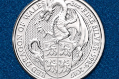 Серебряная монета Красный дракон Уэльса 2 унции